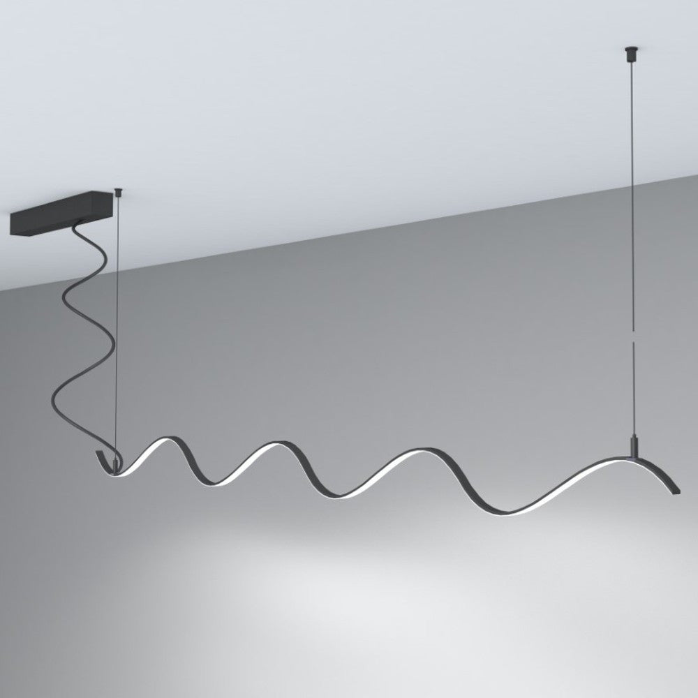 Lámpara Lineal Colgante LED - MILANO SLIM NEGRO CURVES