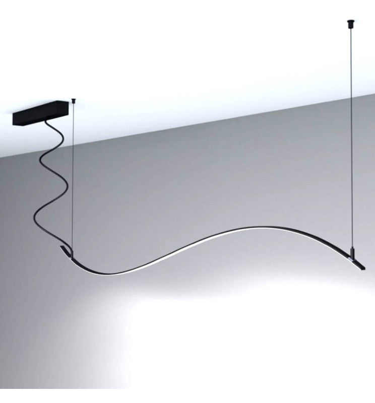 Lámpara Lineal Colgante LED - MILANO SLIM NEGRO CURVES