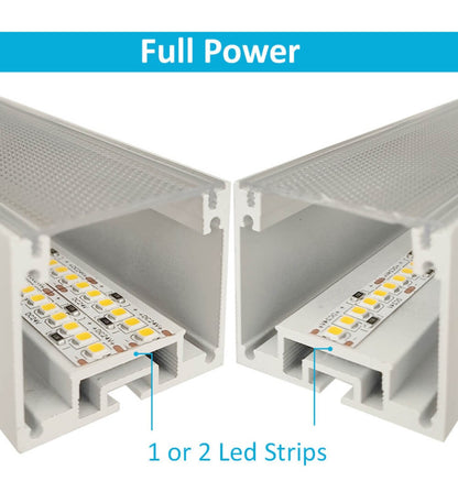 Aluminiumprofil - Vit - POSTDAM - UGR17 Micro Prism Diffusor - 2 meter - Yta + Pendel