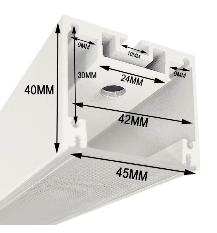 Aluminiumprofil - Vit - POSTDAM - UGR17 Micro Prism Diffusor - 2 meter - Yta + Pendel